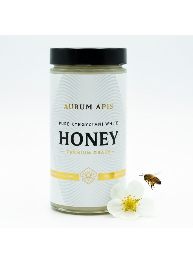 Aurum Apis Kyrgyzstani White Honey, 100% Raw Unfiltered Pure Honey, Hand Harvested Organic Honey, Non-GMO, Rich in Nutrients & Energy Source, Respiratory Relief, Certified Honey – 1kg Honey Jar - Image 1